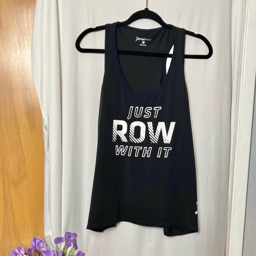 Orange Theory Black Just Row With It Graphic Tank Top Size XL - Picture 2 of 8
